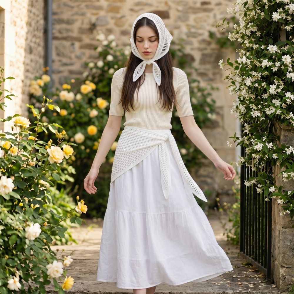 Women'S Korean Accessories - Elegante effenkleurige driehoekige sjaal Y2K Bohemian