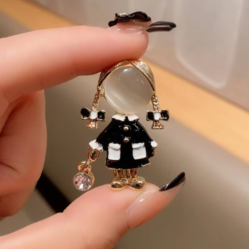 Women Jewelry Accessories For Black Dress - Prachtige schattige kleine meisje zwarte emaille