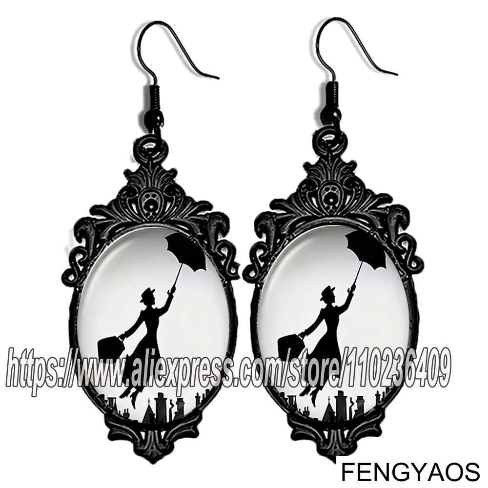 Women Jewelry Accessories For Black Dress - Nieuwe zwarte Mary Poppins hangende oorbellen