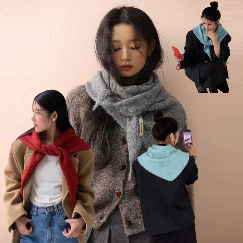 Women'S Korean Accessories - Koreaanse wol gebreide driehoekige sjaal Winter