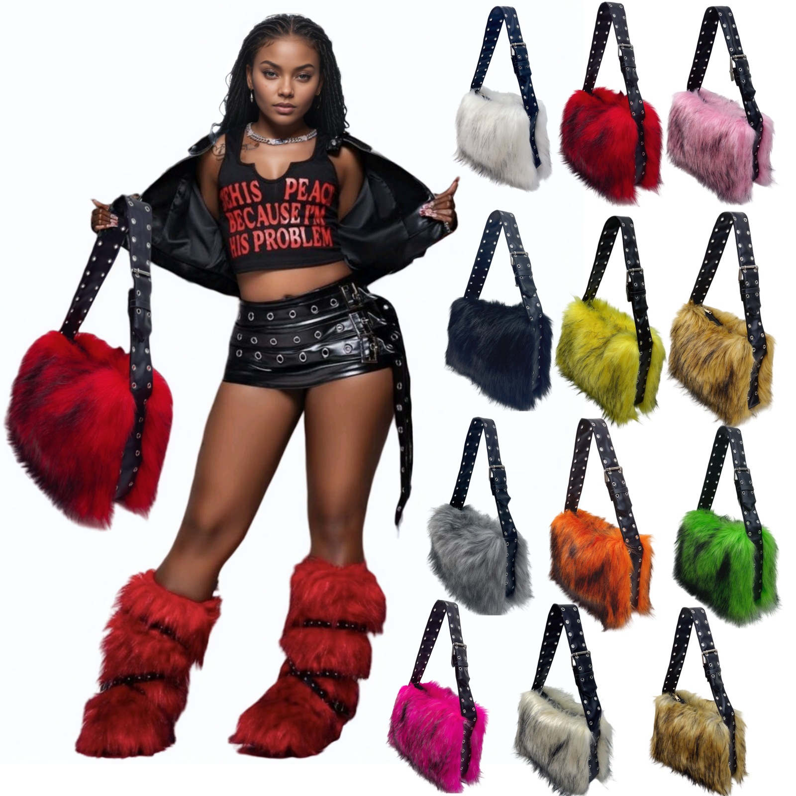Women'S Y2K Accessories - Y2K vossenkunstbont damestas schoudertas crossbody pluche