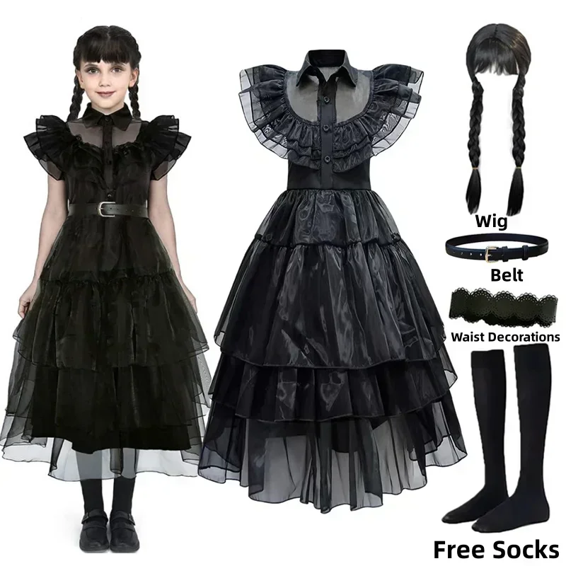 Women'S Clothing And Accessories - Zwarte heksenprinsesjurk voor meisjes Cosplayjurk Halloweenfeestdanskleding