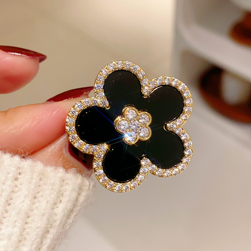Women Jewelry Accessories For Black Dress - Zwarte Bloem Broches Voor Vrouwen Vergulde