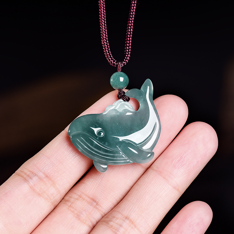 Women Accessories To Gift - Natuurlijke Birmese Jadeiet Walvis Hanger Ketting