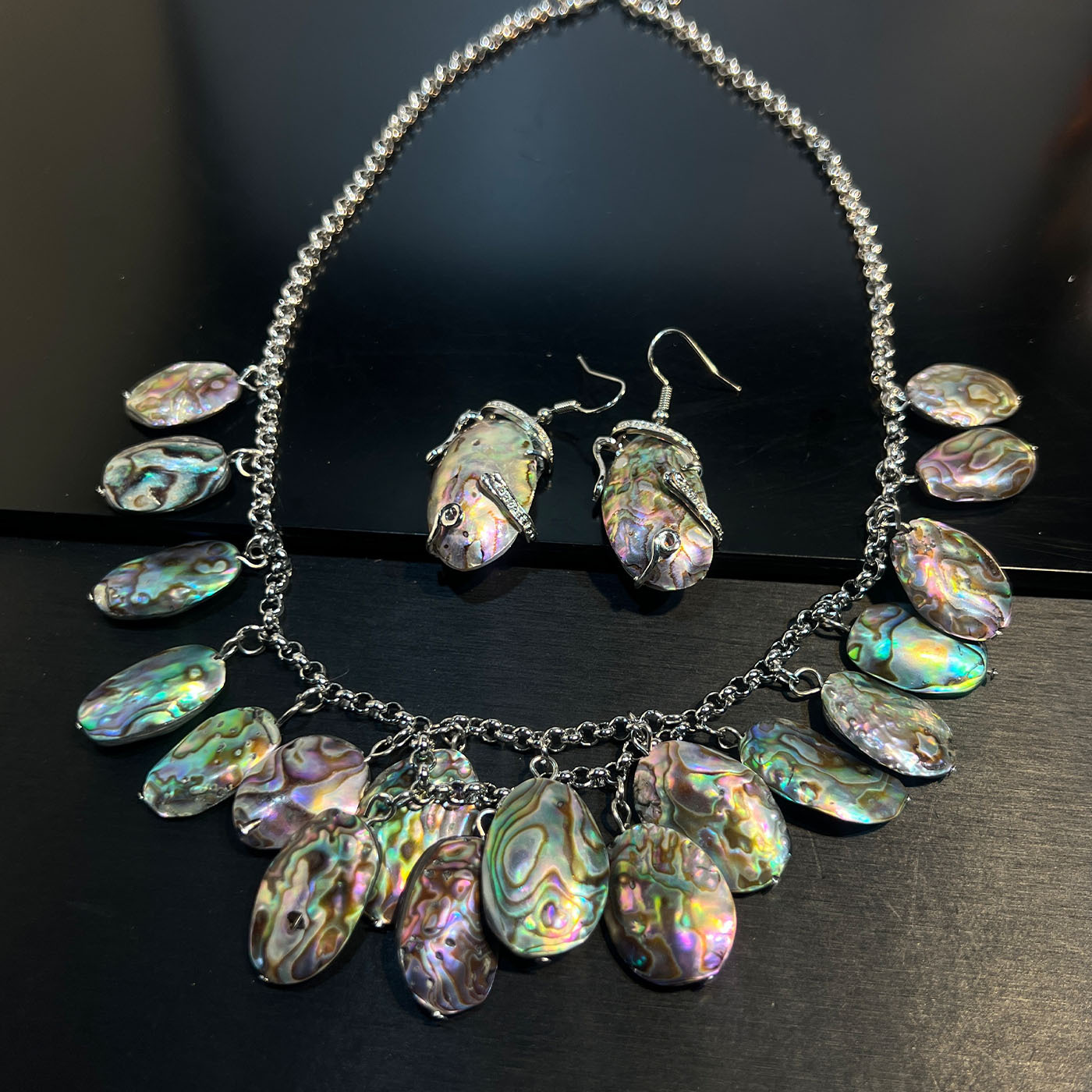 Women Jewelry Accessories For Black Dress - Set Sieraden Abalone wit zwart zeeschelp