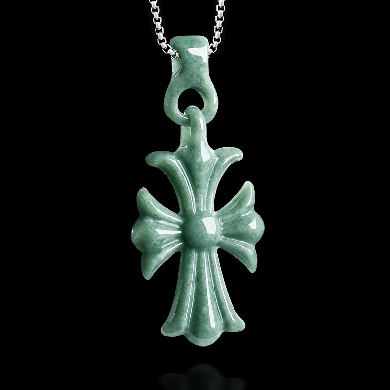 Women Accessories To Gift - Natuurlijke Birmese Jadeïet kruis hanger ketting