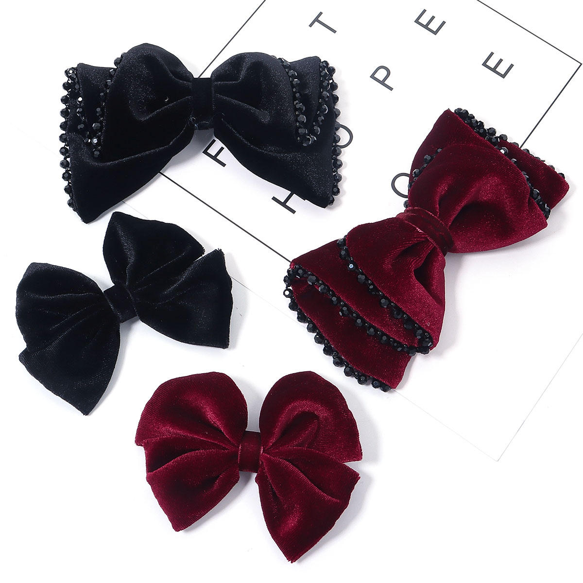 Women Jewelry Accessories For Black Dress - Wijnrood Zwart Klassiekers Stijl Fluwelen Kristallen