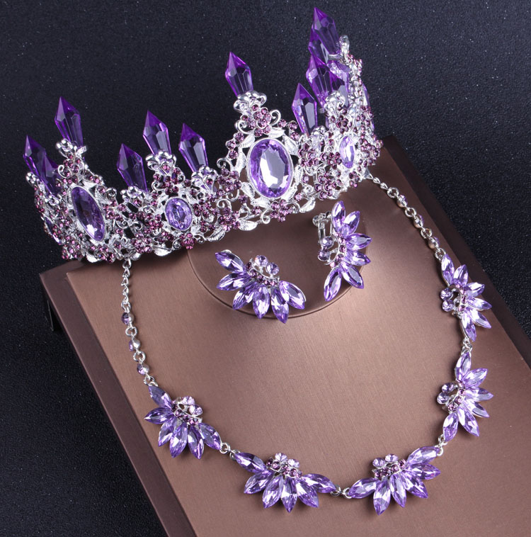 Women Jewelry Accessories For Black Dress - Noble Purple Crystal Bruids Sieraden Sets