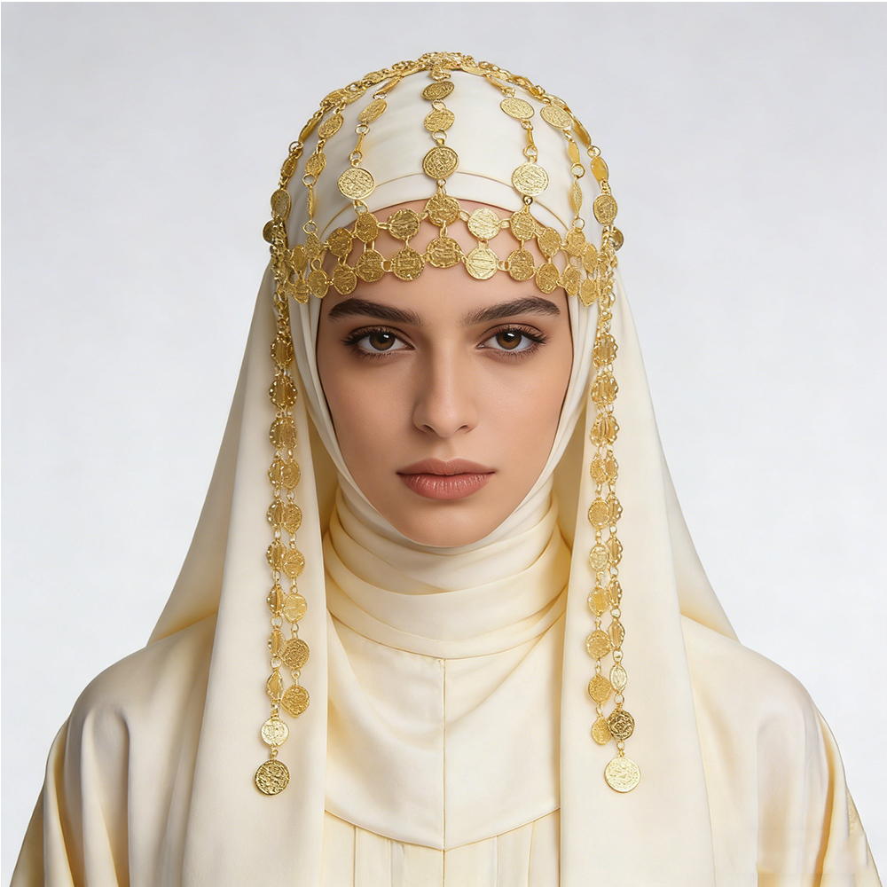 Women Accessories Pakistan - Vergulde legering munt schoonheid hoofd hoed