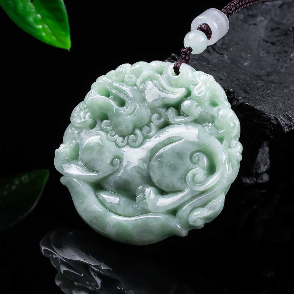 Women Accessories To Gift - Natuurlijke Myanmar Jadeïet Bixiu hanger ketting