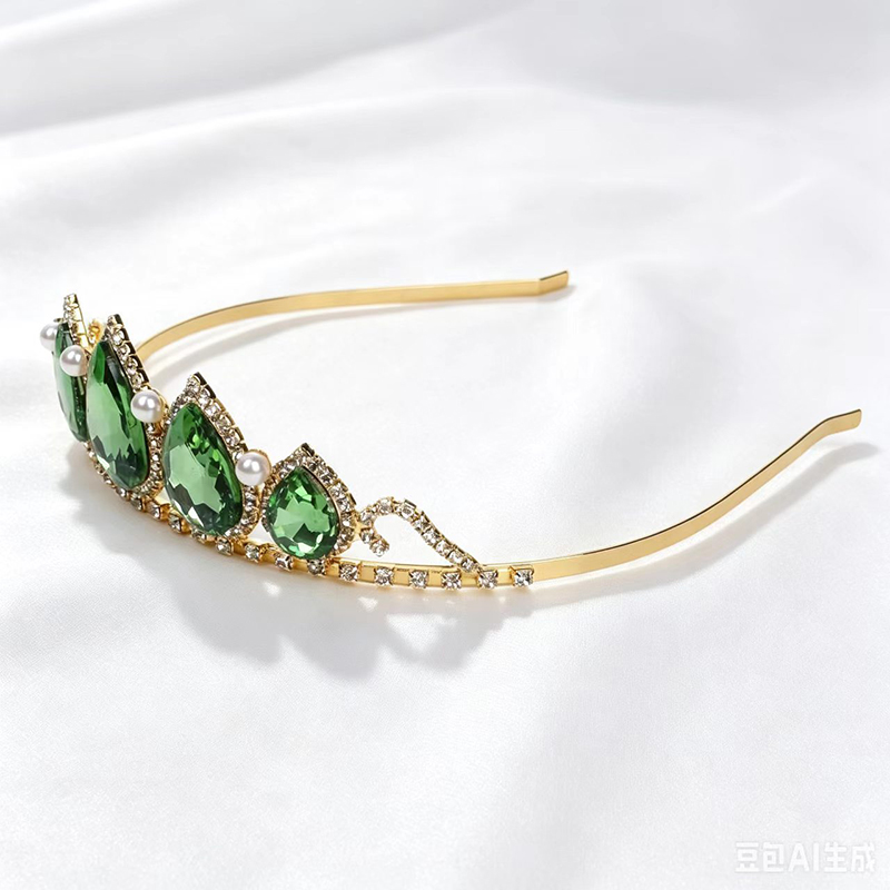 Women Accessories Jewelry - Groene waterdruppel strass kristallen kroon hoofddeksel