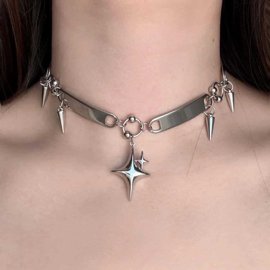 Punk Star Riveted Choker, Rock - Women'S Y2K Accessories recensie en prijs
