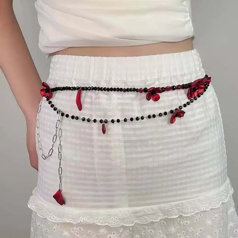 Vintage Rode Bloem Taille Kett - Women Jewelry Accessories For Black Dress recensie en prijs