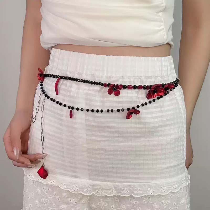 Vintage Rode Bloem Taille Kett - Women Jewelry Accessories For Black Dress recensie en prijs