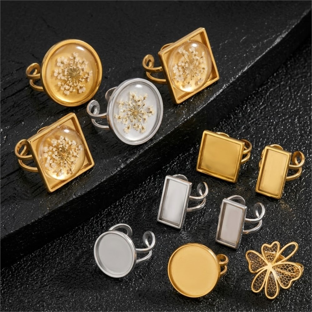 2 stuks roestvrijstalen vierka - Ring Set Adjustable recensie en prijs